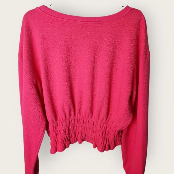 Maeve by Anthropologie Hot Pink Smocked Waist Pullover Top XL - Picture 3 of 10